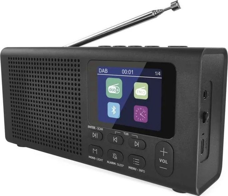 DAB DAB+ FM-radio 3W/5V/4xAA svart