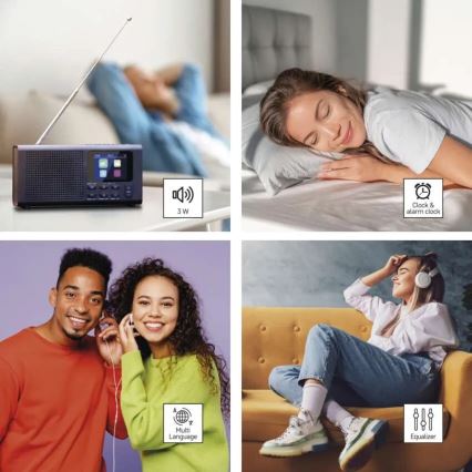DAB DAB+ FM-radio 3W/5V/4xAA svart