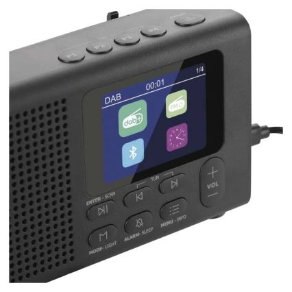 DAB DAB+ FM-radio 3W/5V/4xAA svart