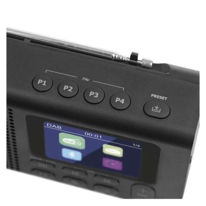 DAB DAB+ FM-radio 3W/5V/4xAA svart