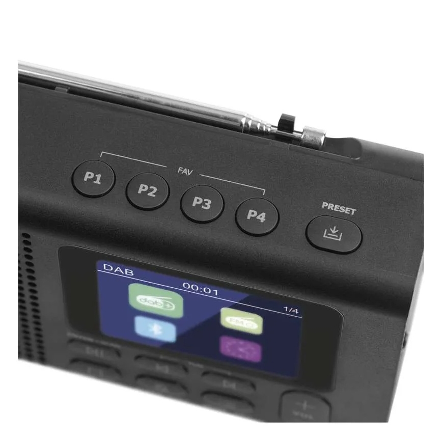 DAB DAB+ FM-radio 3W/5V/4xAA svart