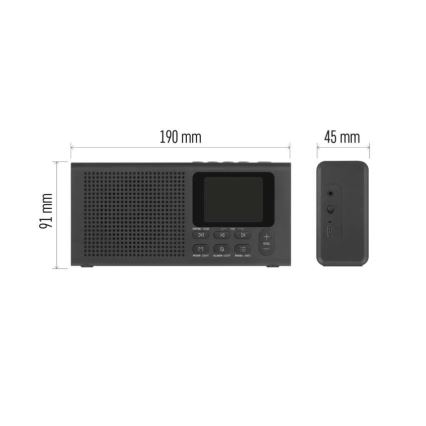 DAB DAB+ FM-radio 3W/5V/4xAA svart