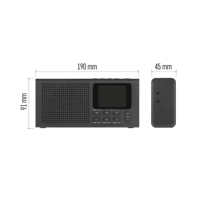 DAB DAB+ FM-radio 3W/5V/4xAA svart