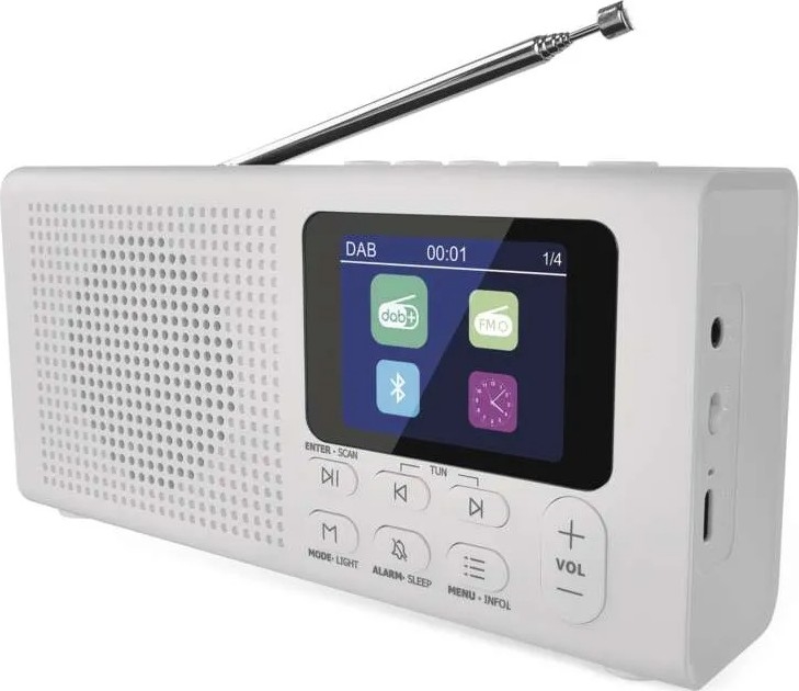 DAB DAB+ FM-radio 3W/5V/4xAA vit