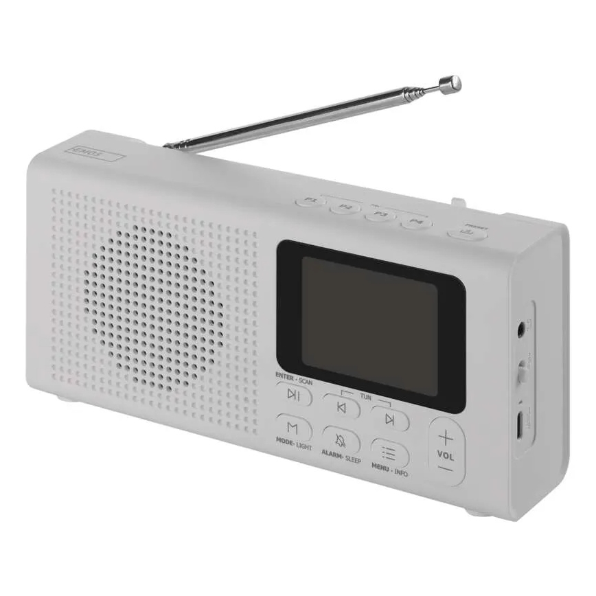DAB DAB+ FM-radio 3W/5V/4xAA vit