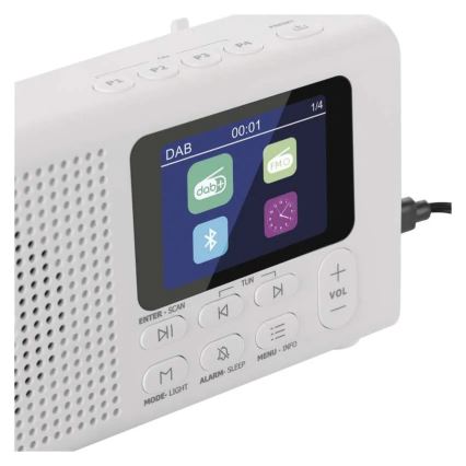 DAB DAB+ FM-radio 3W/5V/4xAA vit