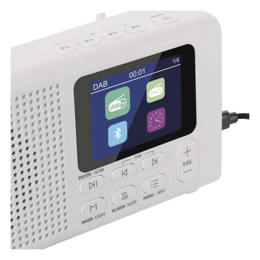 DAB DAB+ FM-radio 3W/5V/4xAA vit