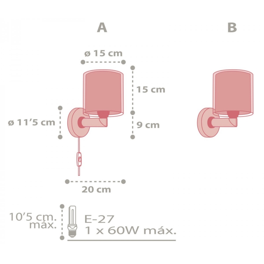 Dalber 41439 - Vägglampa för barn  COLOR RAIN 1xE27/60W/230V