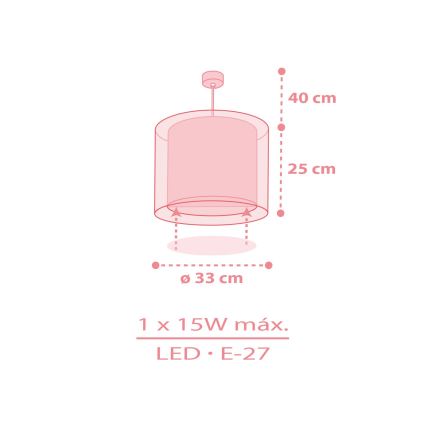 Dalber 41572S - Taklampa för barn BABY TEDDY 1xE27/15W/230V rosa
