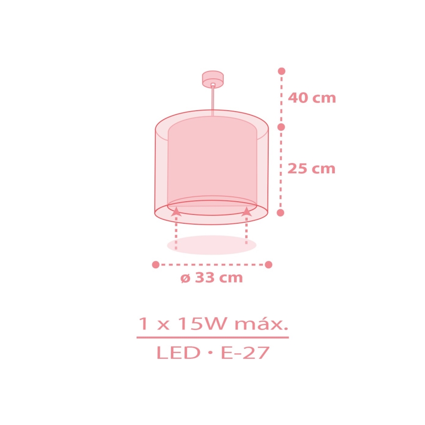 Dalber 41572S - Taklampa för barn BABY TEDDY 1xE27/15W/230V rosa