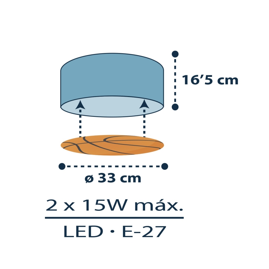 Dalber 41746 - Takbelysning för barn BASKET 2xE27/15W/230V