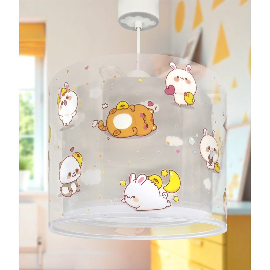 Dalber 41762E - Barnlampa KAWAII FRIENDS 1xE27/15W/230V grå