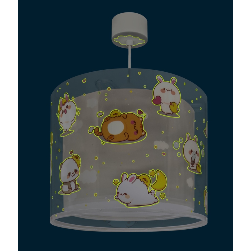 Dalber 41762E - Barnlampa KAWAII FRIENDS 1xE27/15W/230V grå