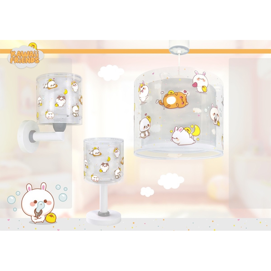 Dalber 41762E - Barnlampa KAWAII FRIENDS 1xE27/15W/230V grå