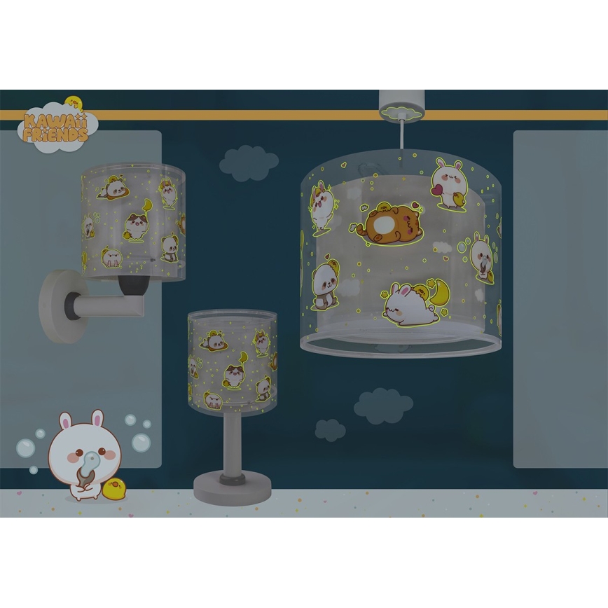 Dalber 41762E - Barnlampa KAWAII FRIENDS 1xE27/15W/230V grå
