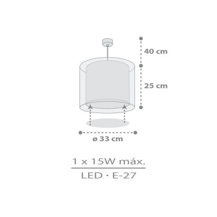 Dalber 41762E - Barnlampa KAWAII FRIENDS 1xE27/15W/230V grå
