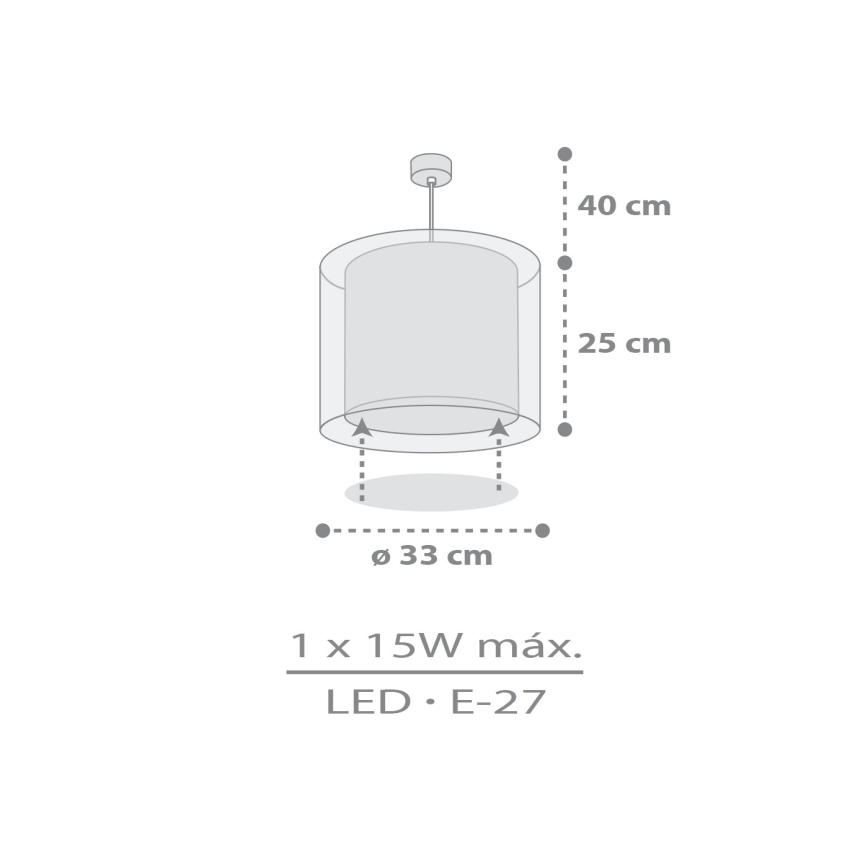 Dalber 41762E - Barnlampa KAWAII FRIENDS 1xE27/15W/230V grå