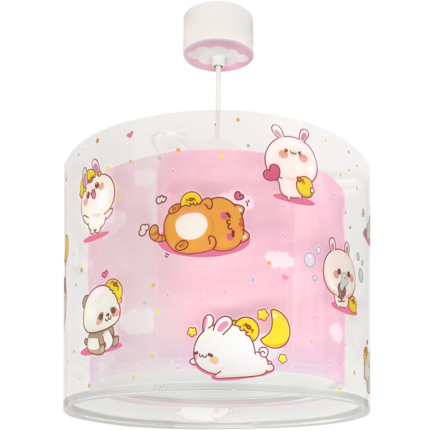 Dalber 41762S - Taklampa för barn KAWAII FRIENDS 1xE27/15W/230V rosa