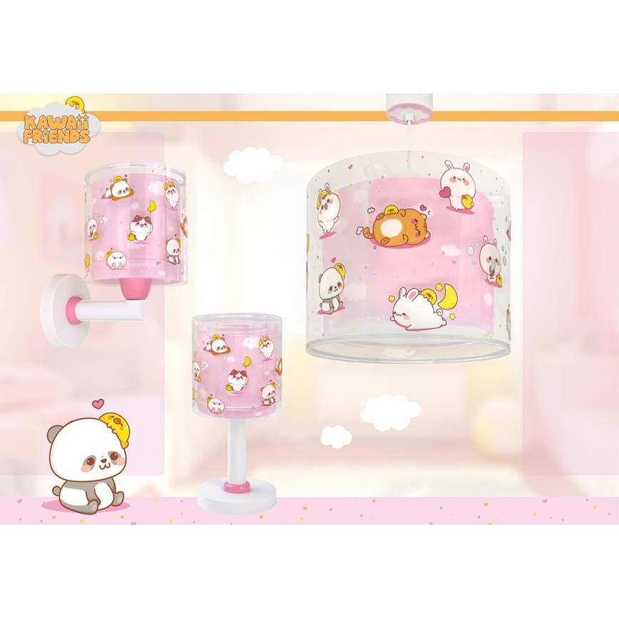 Dalber 41762S - Taklampa för barn KAWAII FRIENDS 1xE27/15W/230V rosa