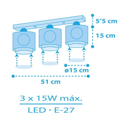 Dalber 60653 - Takbelysning för barn PIRAT ISLAND 3xE27/15W/230V