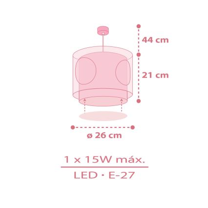Dalber 60912 - Barnlampa PRINCESS DANCE 1xE27/15W/230V rosa