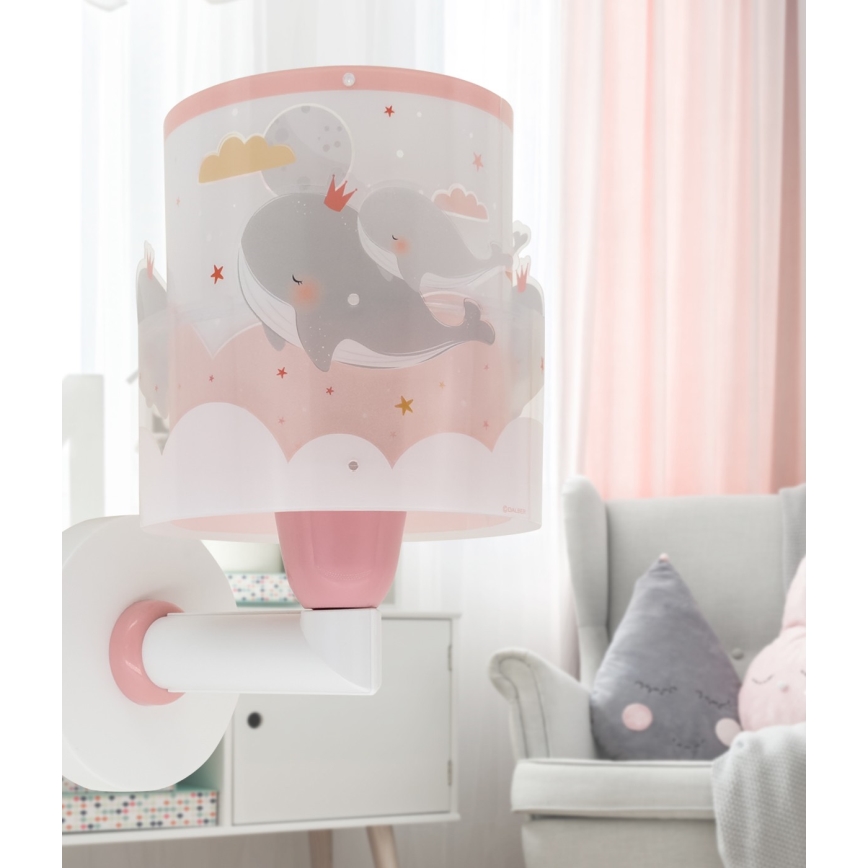 Dalber 61179S - Väggbelysning för barn WHALE DREAMS 1xE27/15W/230V rosa