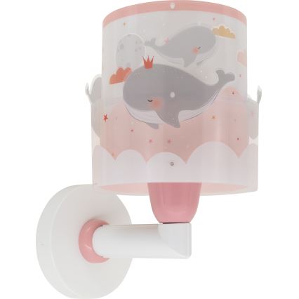 Dalber 61179S - Väggbelysning för barn WHALE DREAMS 1xE27/15W/230V rosa