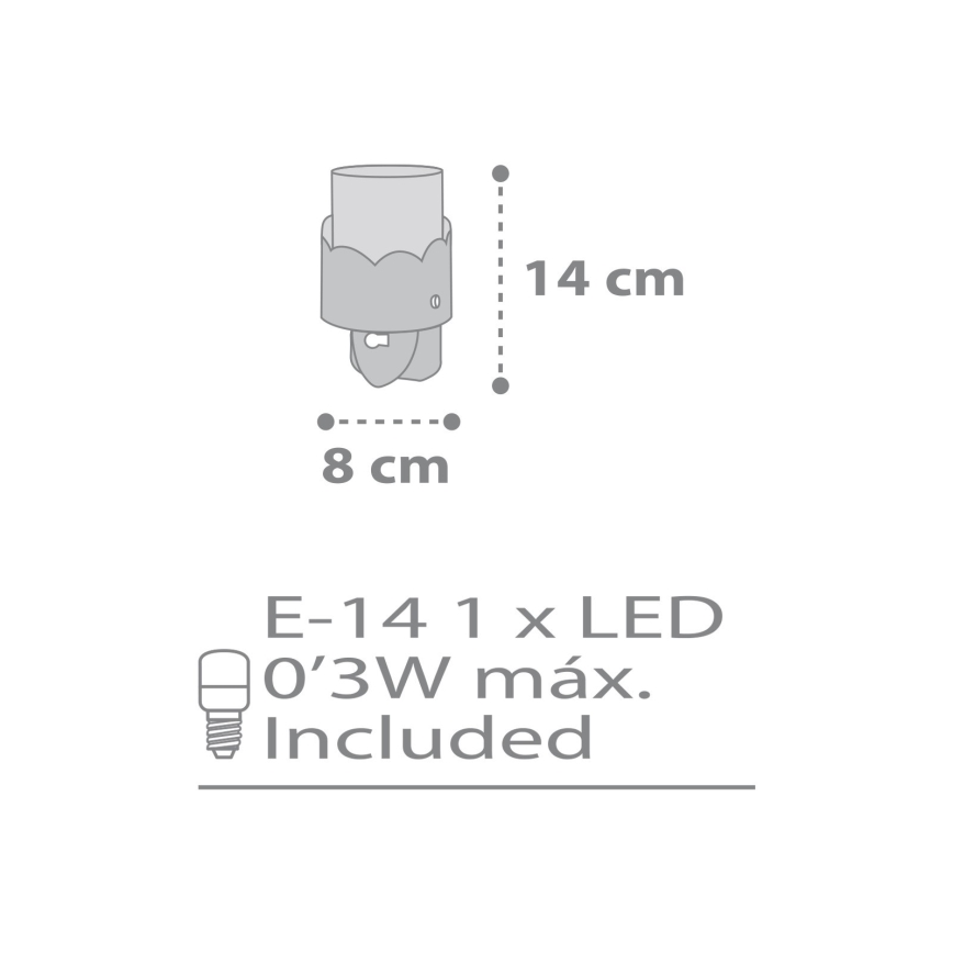 Dalber 61235E - LED-lampa för vägguttag MOON 1xE14/0,5W/230V