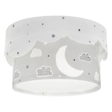 Dalber 61236E - Takbelysning för barn MOON 2xE27/60W/230V grå