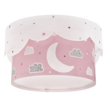 Dalber 61236S - Takbelysning för barn MOON 2xE27/60W/230V rosa
