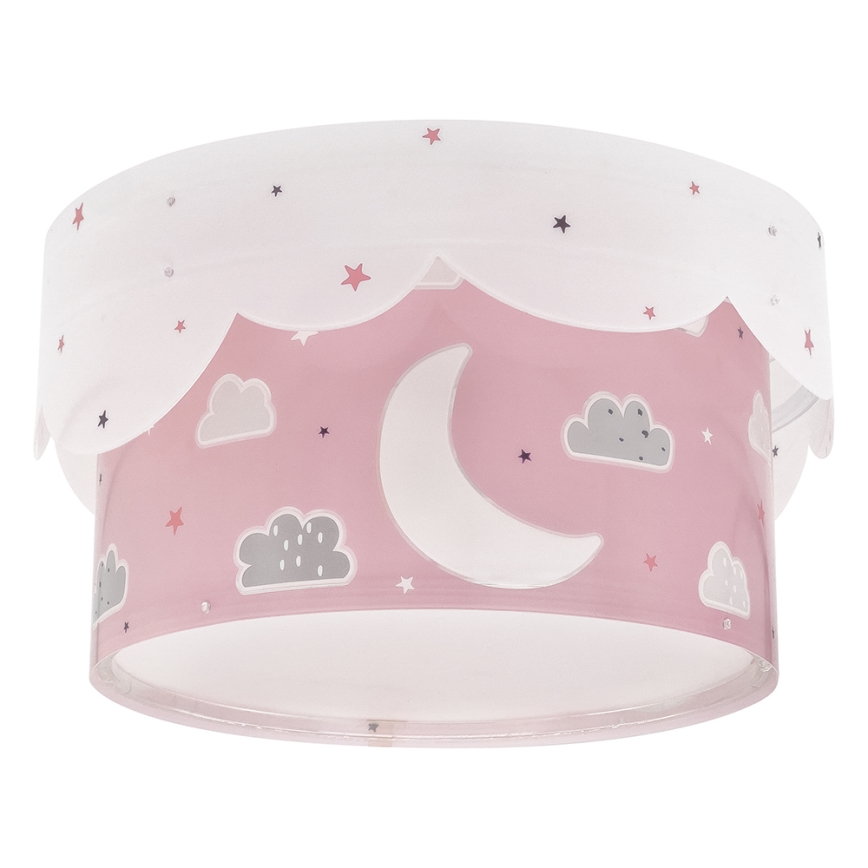 Dalber 61236S - Takbelysning för barn MOON 2xE27/60W/230V rosa