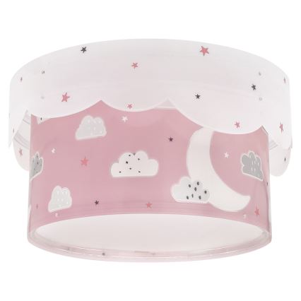 Dalber 61236S - Takbelysning för barn MOON 2xE27/60W/230V rosa