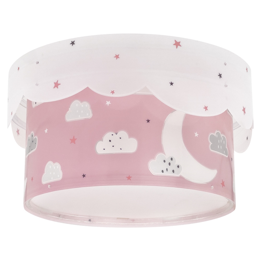 Dalber 61236S - Takbelysning för barn MOON 2xE27/60W/230V rosa