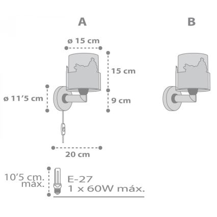 Dalber 61279 - Vägglampa för barn  LOVING DEER 1xE27/60W/230V