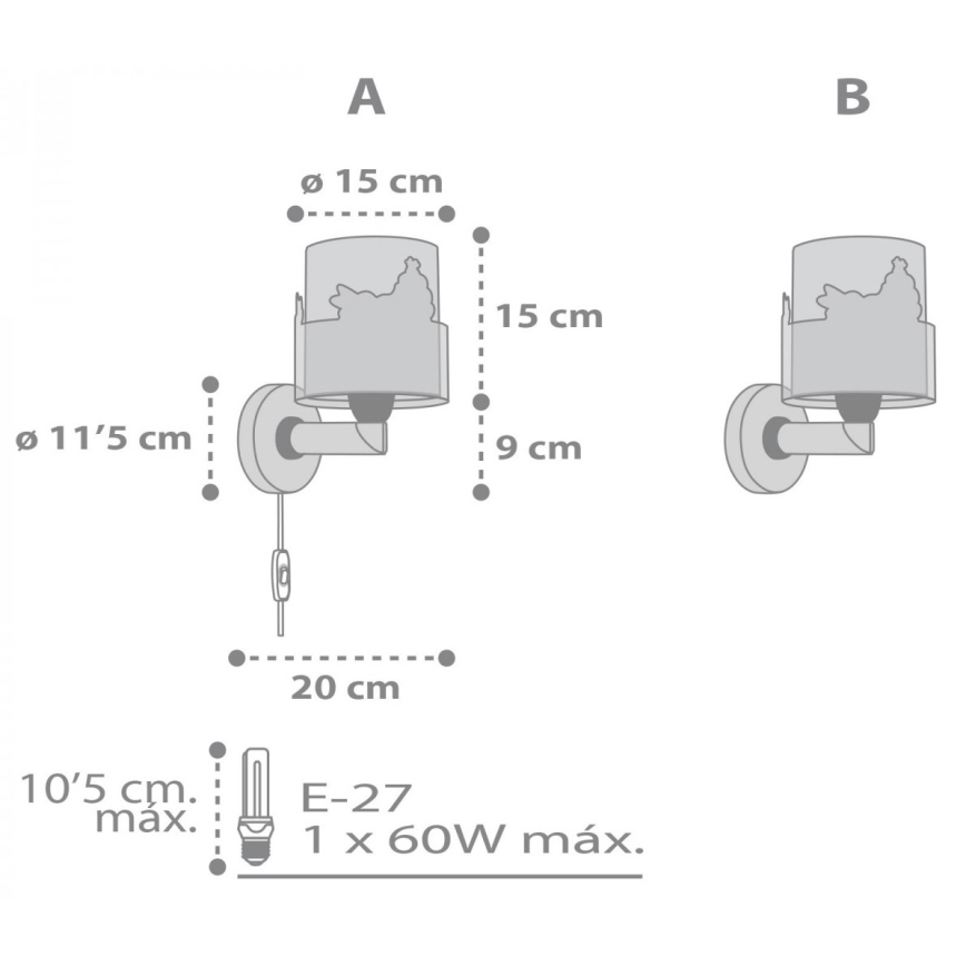 Dalber 61279 - Vägglampa för barn  LOVING DEER 1xE27/60W/230V