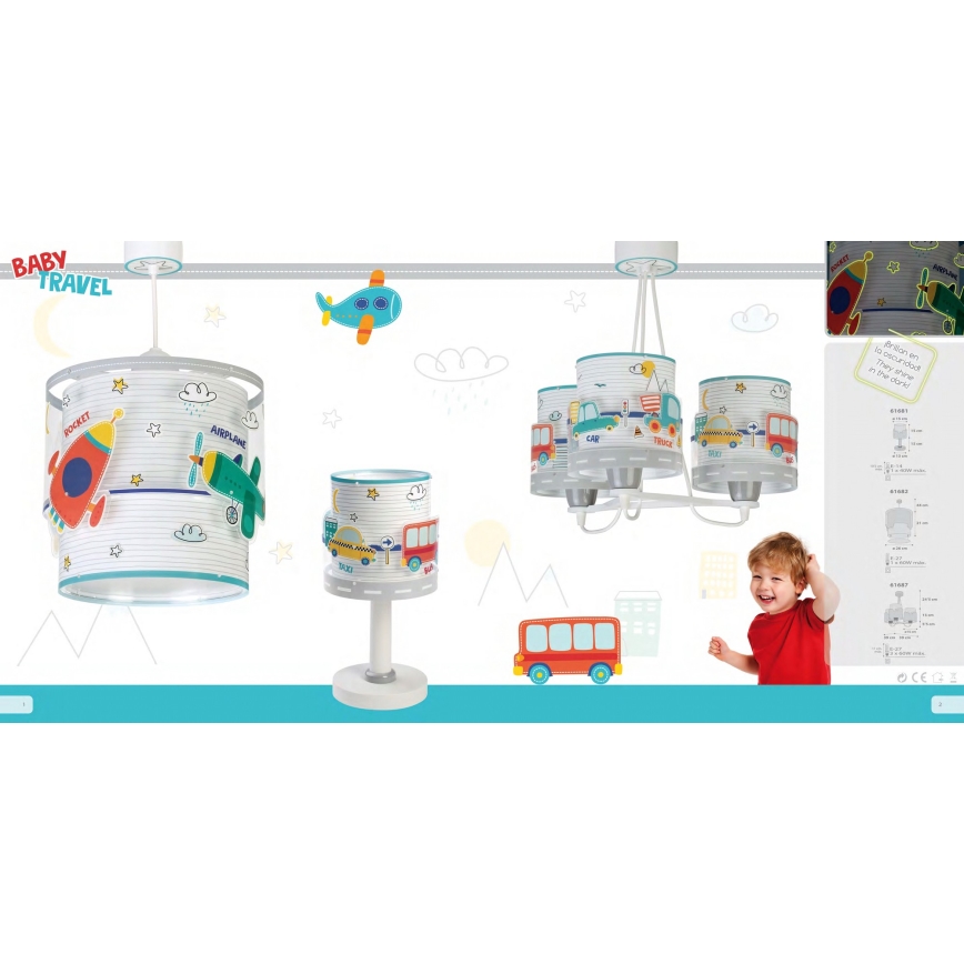 Dalber 61682 - Ljuskrona Barn BABY TRAVEL 1xE27/60W/230V