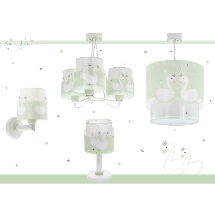 Dalber 61711H - Barnlampa  SWEET LOVE 1xE14/40W/230V grön