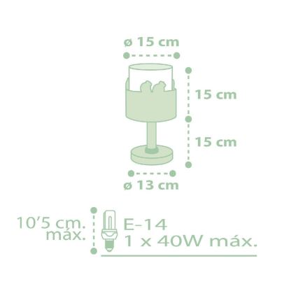 Dalber 61711H - Barnlampa  SWEET LOVE 1xE14/40W/230V grön