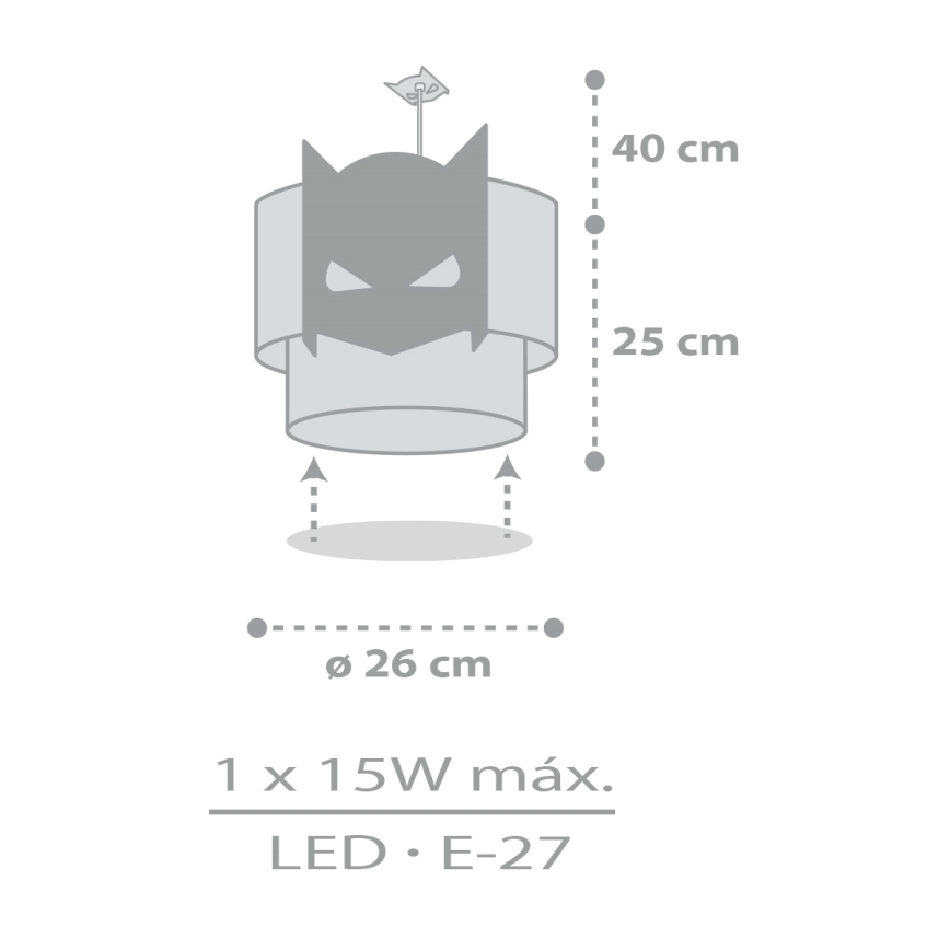 Dalber 61802 - Ljuskrona för barn DARK HERO 1xE27/15W/230V