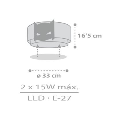 Dalber 61806 - Takbelysning för barn DARK HERO 2xE27/15W/230V