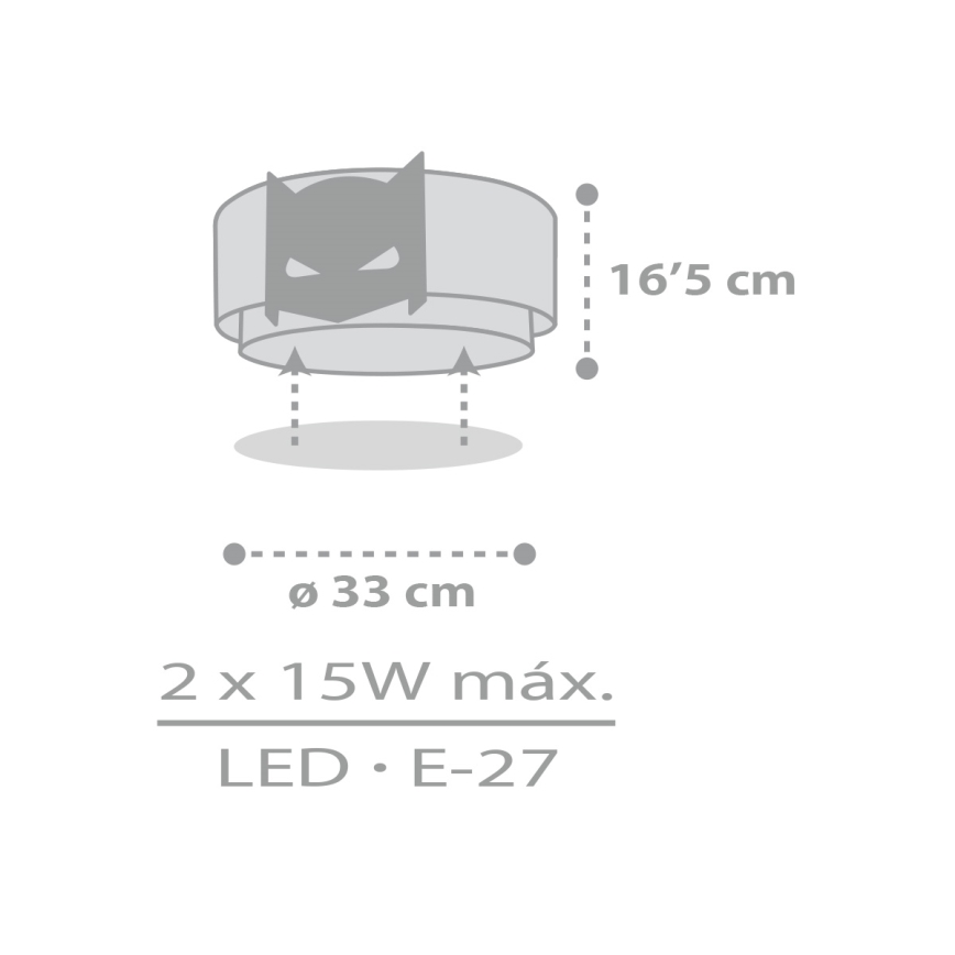 Dalber 61806 - Takbelysning för barn DARK HERO 2xE27/15W/230V