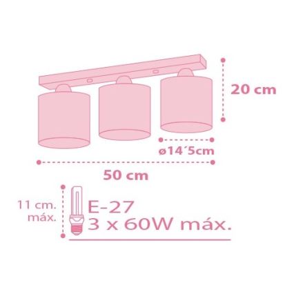 Dalber 62003S - Barn Takbelysning COLORS 3xE27/60W/230V