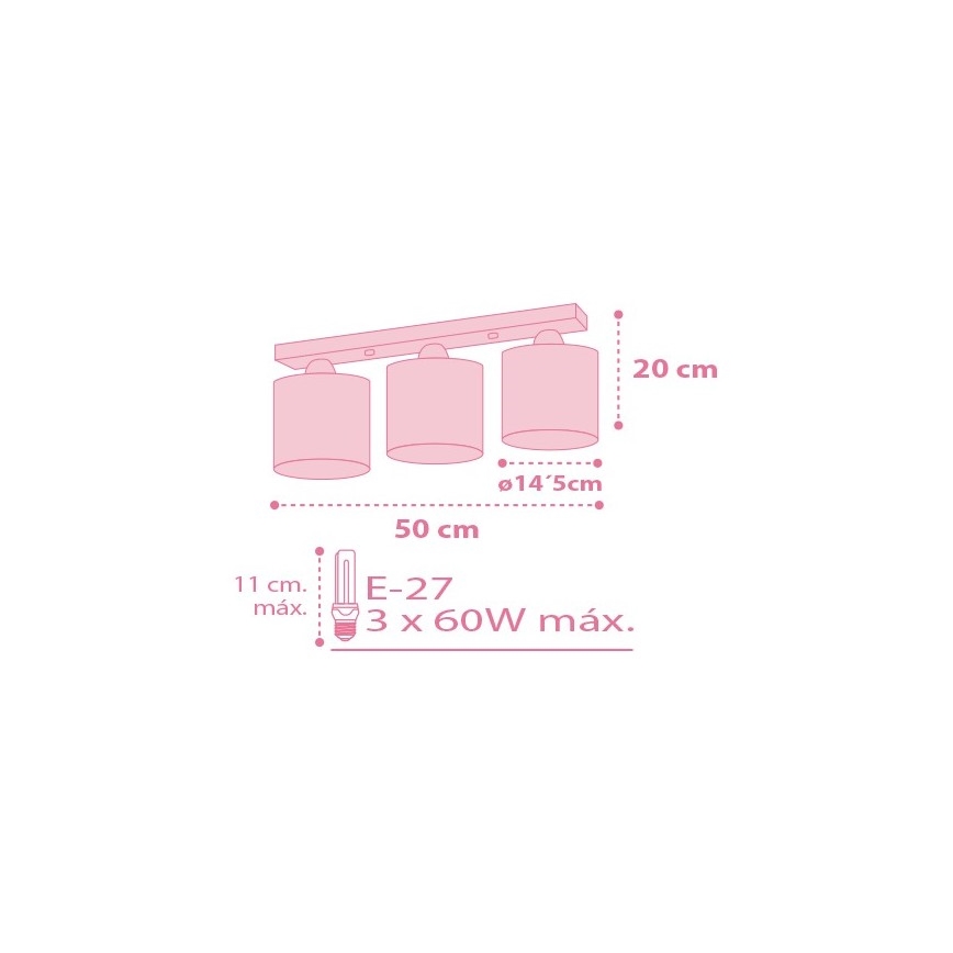 Dalber 62003S - Barn Takbelysning COLORS 3xE27/60W/230V