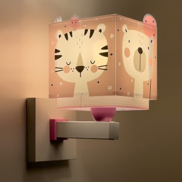 Dalber 63119S - Vägglampa för barn  JUNGLE 1xE27/15W/230V rosa