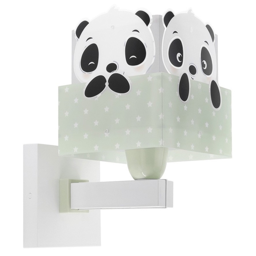 Dalber 63169H - Vägglampa för barn  PANDA 1xE27/60W/230V grön