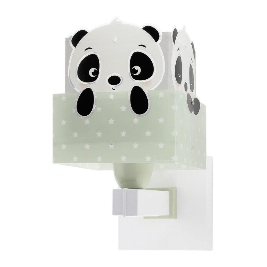 Dalber 63169H - Vägglampa för barn  PANDA 1xE27/60W/230V grön