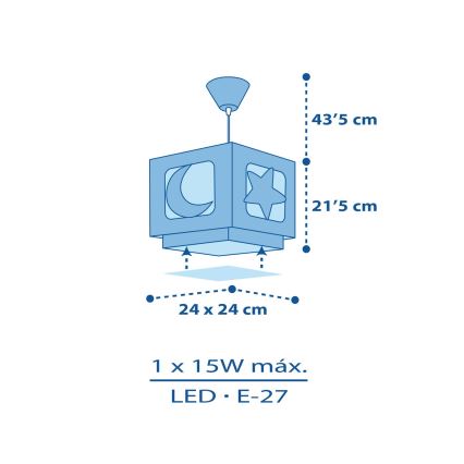 Dalber 63232T - Ljuskrona Barn MOON ljus 1xE27/60W/230V