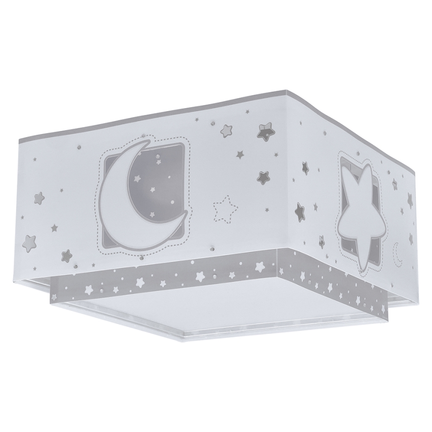Dalber 63236E - Takbelysning för barn MOONLIGHT 2xE27/60W/230V grå