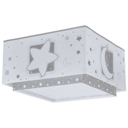 Dalber 63236E - Takbelysning för barn MOONLIGHT 2xE27/60W/230V grå
