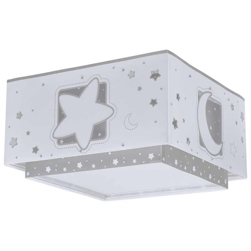 Dalber 63236E - Takbelysning för barn MOONLIGHT 2xE27/60W/230V grå